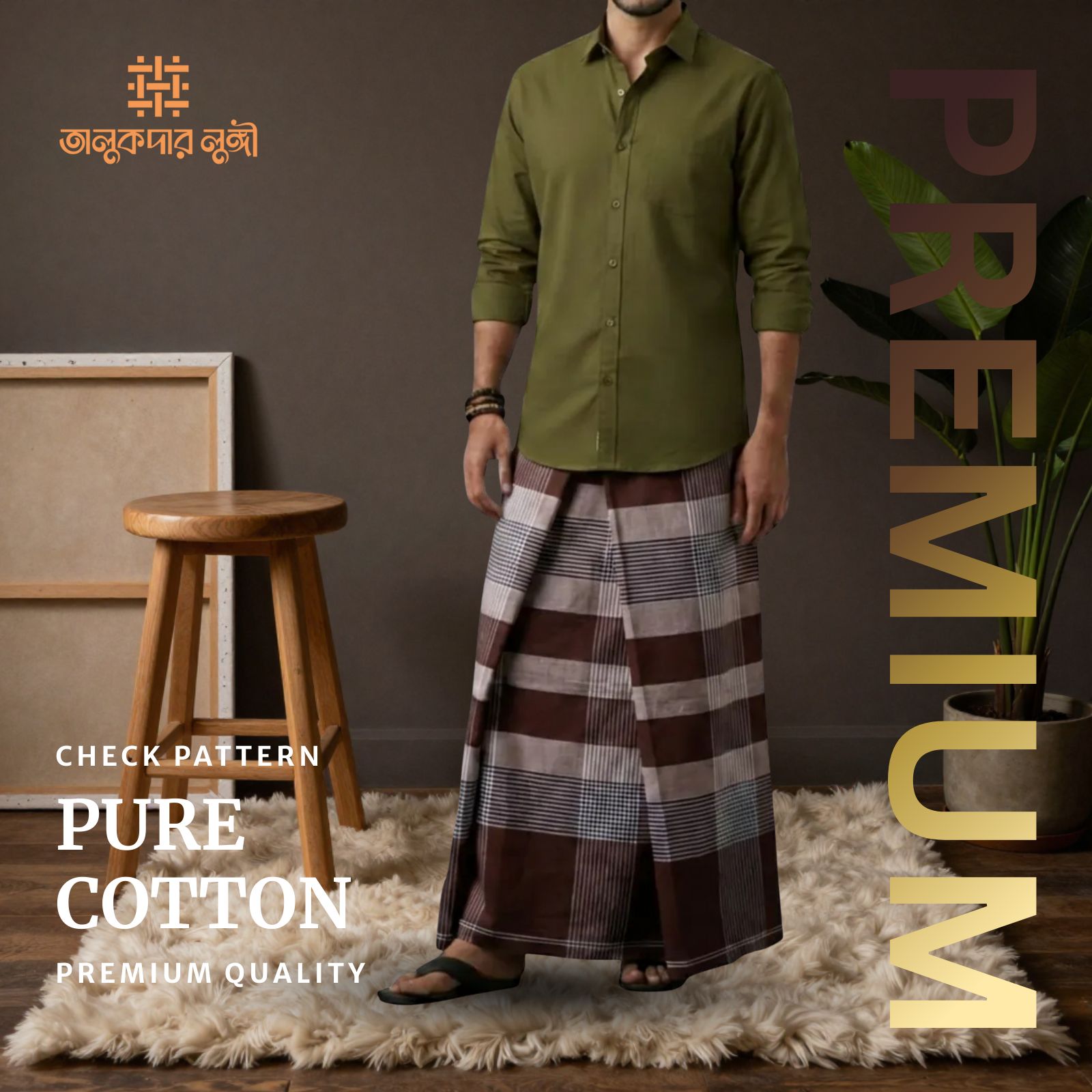 Talukdar Lungi C5502-D – Premium Mercerized Cotton (5.5 Hand)