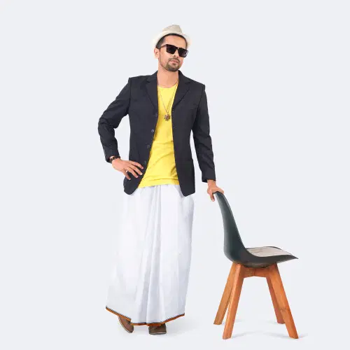 Stylish White Lungi - 2 - Image 4