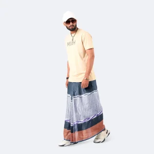 Charcoal Geo Stripe Lungi